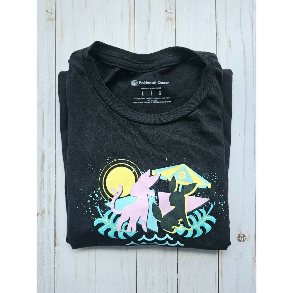 Pokémon Center 2002 Y2K Adult L Black Graphic T-Shirt 100% Cotton Vintage